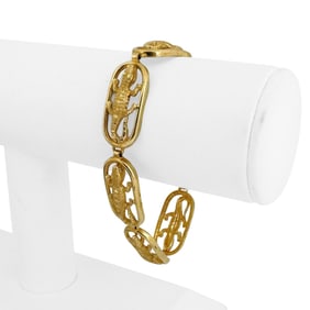 14k Yellow Gold Solid Ladies Alligator Link Bracelet 7.25"
