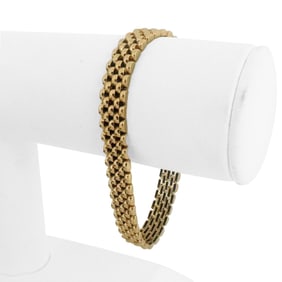 14k Yellow Gold Heavy Mesh Tight Panther Link Bracelet 7"