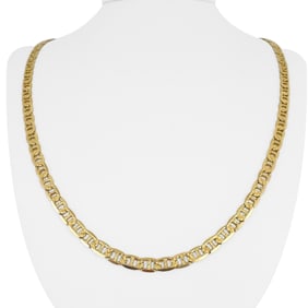 14k Yellow Gold Solid Diamond Cut Gucci Link Chain Necklace Italy 24"