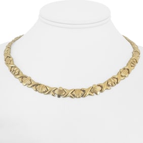14k Yellow Gold Ladies Hugs and Kisses XO Link Necklace 17"