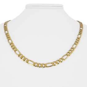 14k Yellow Gold Solid Figaro Link Chain Necklace Italy 20"