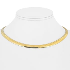 14k Yellow Gold Solid Heavy Omega Link Necklace Italy 16"