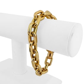 14k Yellow Gold Thick Vintage Cable Link Bracelet Italy 8.5"