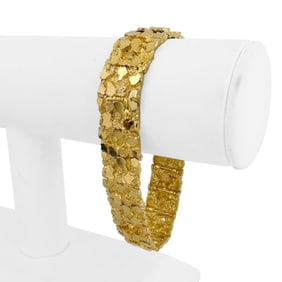 14k Yellow Gold Solid Heavy Chunky Nugget Link Bracelet 8"