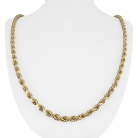 14k Yellow Gold Solid Heavy Diamond Cut Rope Chain Necklace 26"
