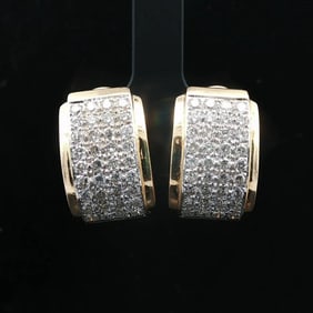 14k Yellow Gold and 1cttw Diamond Huggie Earrings