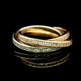 14k Yellow White and Rose Gold 2cttw Diamond Rolling Band Ring Size 4