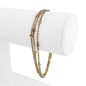 18k Tri Tone Gold Triple Strand Station Cable Link Bracelet Italy 7.25"