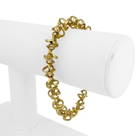 18k Yellow Gold Solid Heavy Unique Abstract Link Bracelet 7.25"