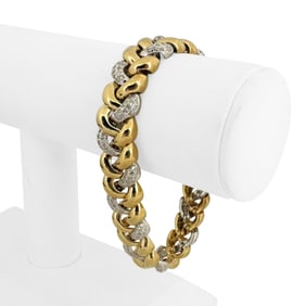 18k Yellow Gold and 2.75cttw Diamond Heavy Fancy Link Bracelet 7.5"