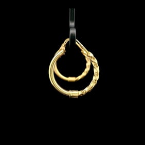 18k Yellow Gold Half Spiral Half Polished Small Hoop Earrings Italy