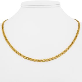 24k Pure Yellow Gold Solid Diamond Cut Curb Link Chain Necklace 18"