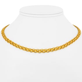 24k Pure Yellow Gold Solid Heavy Bismark Link Necklace 16"