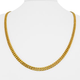 24k Pure Yellow Gold Solid Heavy Curb Link Chain Necklace 22"