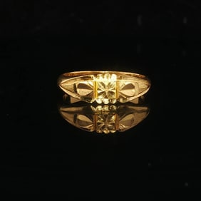 24k Pure Yellow Gold Solid Diamond Cut Band Ring Size 6