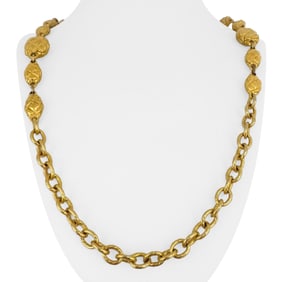 Chanel Vintage Gold Plated Heavy Fancy Cable Link Chain Necklace France 34"