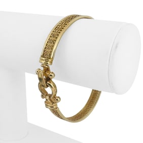 14k Yellow Gold Imperial Gold Fancy Bangle Bracelet 7.5"