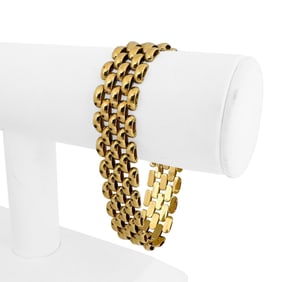 14k Yellow Gold Vintage Heavy Panther Link Bracelet Italy 7.75"