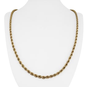 14k Yellow Gold Solid Heavy Vintage Rope Chain Necklace 24"