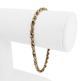 10k Yellow Gold Blue Sapphire and Diamond Ladies Bracelet 7.25"