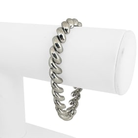 14k White Gold Ladies Beveled San Marco Link Bracelet 7"