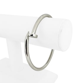 14k White Gold Polished Large Hinged Nail Bangle Bracelet 7.75"