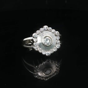 14k White Gold and 0.50cttw Bezel Set Diamond Ladies Ring Size 6