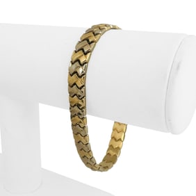 14k Yellow and White Gold Ladies Fancy Link Bracelet 7"