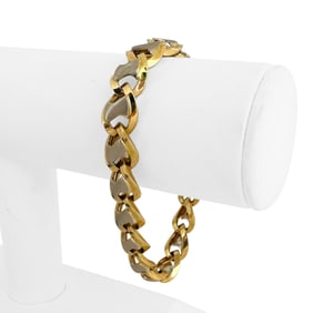 14k Yellow and White Gold Ladies Two Tone Fancy Link Bracelet Italy 7.5"