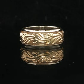 14k Yellow and White Gold Solid Ladies Band Ring Size 5.75