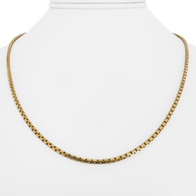 14k Yellow Gold Solid Thin Box Link Chain Necklace Italy 18"