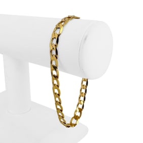 14k Yellow Gold Solid Flat Men's Curb Link Bracelet 8.5"
