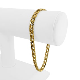 14k Yellow Gold Solid Squared Double Curb Link Bracelet Italy 8.25"