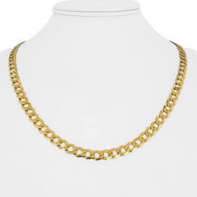 14k Yellow Gold Solid Flat Curb Link Chain Necklace Italy 20"