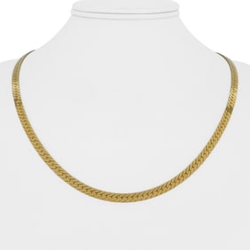 14k Yellow Gold Solid Thick Herringbone Link Chain Necklace 20"
