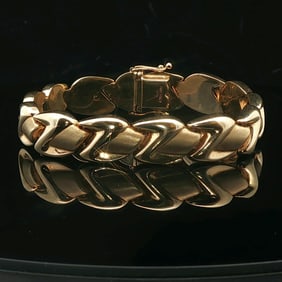 14k Yellow Gold Ladies Fancy Link Bracelet Italy 7"