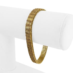 14k Yellow Gold Solid Heavy Woven Mesh Link Bracelet 7.25"