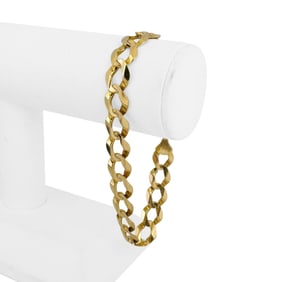 14k Yellow Gold Solid Men's Curb Link Bracelet 9.25"