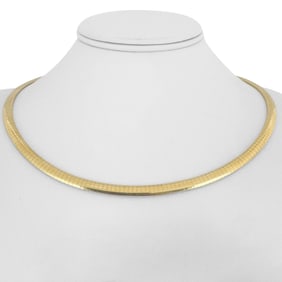 14k Yellow Gold Solid Heavy Omega Necklace Italy 18"