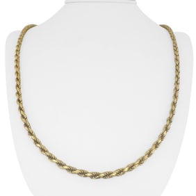14k Yellow Gold Solid Diamond Cut Rope Chain Necklace Italy 24"