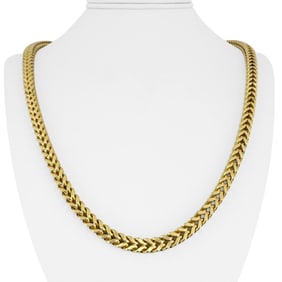 14k Yellow Gold Thick Squared Franco Link Chain Necklace 24"