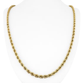 14k Yellow Gold Solid Heavy Vintage Rope Chain Necklace 30"