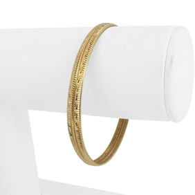 14k Yellow Gold Hollow Light Fancy Bangle Bracelet 7"