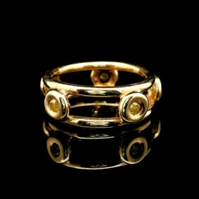 14k Yellow Gold and Bezel Set Peridot Solid Open Band Ring Size 4.25