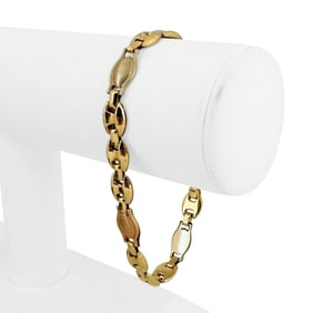 18k Tri Tone Gold Ladies Fancy Link Bracelet Italy 7.5"