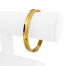 18k Yellow Gold Hollow Polished Concave Bangle Bracelet 7"