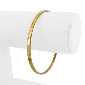 18k Yellow Gold Solid Beveled Vintage Bangle Bracelet 8"