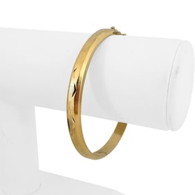 18k Yellow Gold Vintage Diamond Cut Bangle Bracelet 7.25"