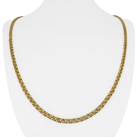 18k Yellow Gold Solid Double Curb Link Chain Necklace 24"