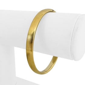18k Yellow Gold Vintage Florentine Finish Bangle Bracelet Italy 7.25"